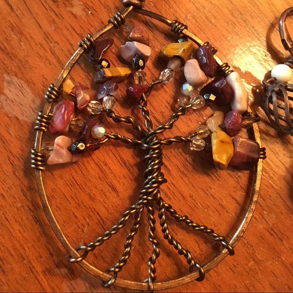 Handmade Tigers eye tree of life Necklace